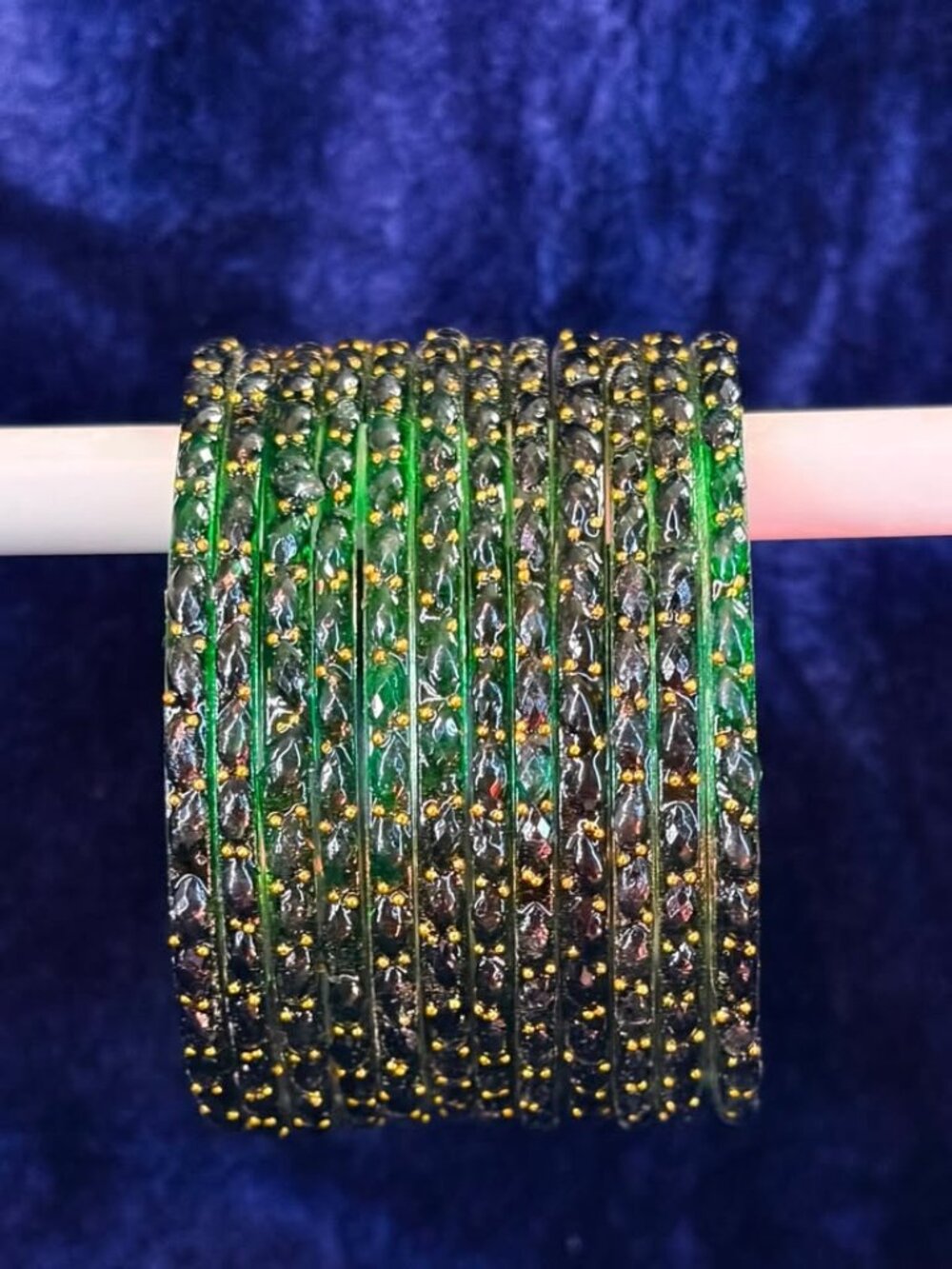 12pcs Women's Textured Acrylic Bangle Bracelets, Gold-Tone Dotted Stackable Wris